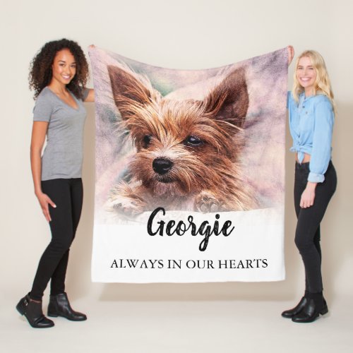 Contemporary Heart Pet Memorial Fleece Blanket