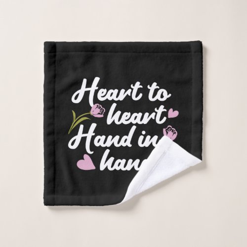 Contemporary Heart to Heart Hand to Hand Quote  Bath Towel Set