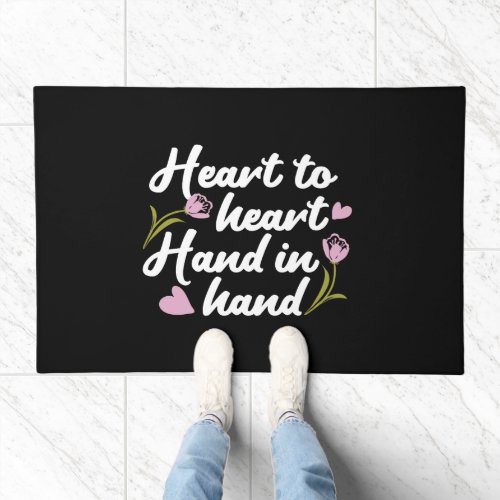 Contemporary Heart to Heart Hand to Hand Quote  Doormat