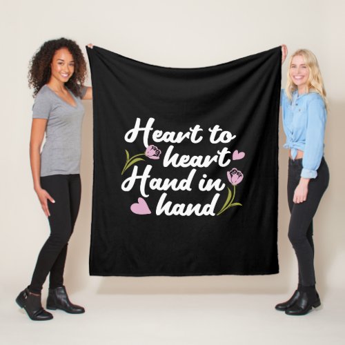 Contemporary Heart to Heart Hand to Hand Quote  Fleece Blanket