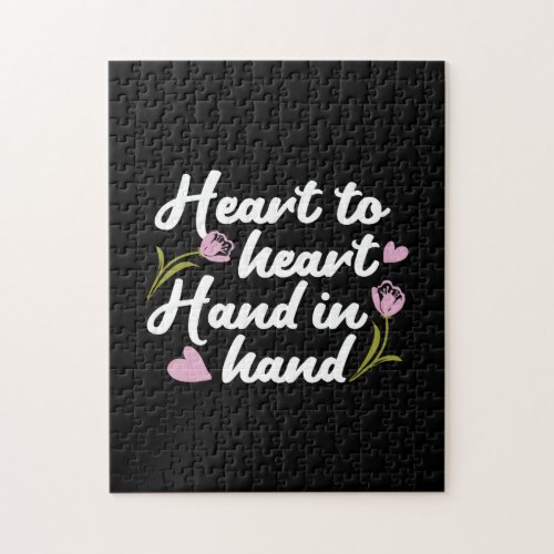 Contemporary Heart to Heart Hand to Hand Quote  Jigsaw Puzzle