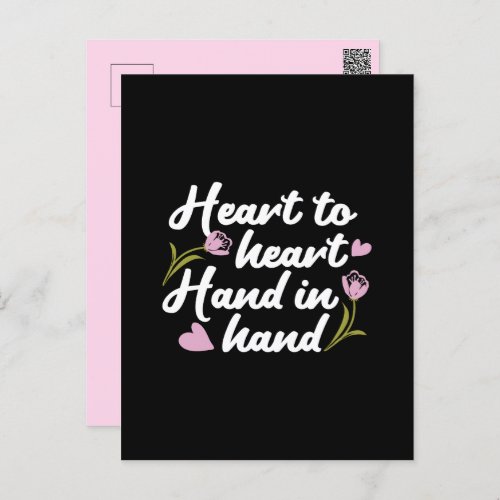 Contemporary Heart to Heart Hand to Hand Quote  Postcard