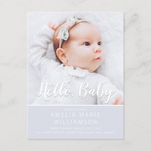Contemporary Hello Baby Announcement Postcard