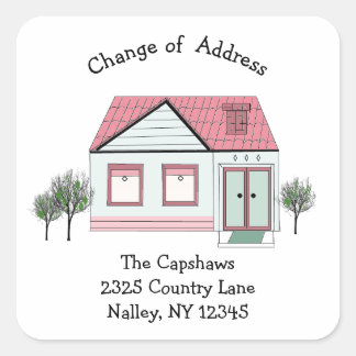 Contemporary House New Address Square Sticker