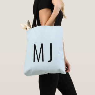 Contemporary Ice Blue Black Text Custom Name Tote Bag