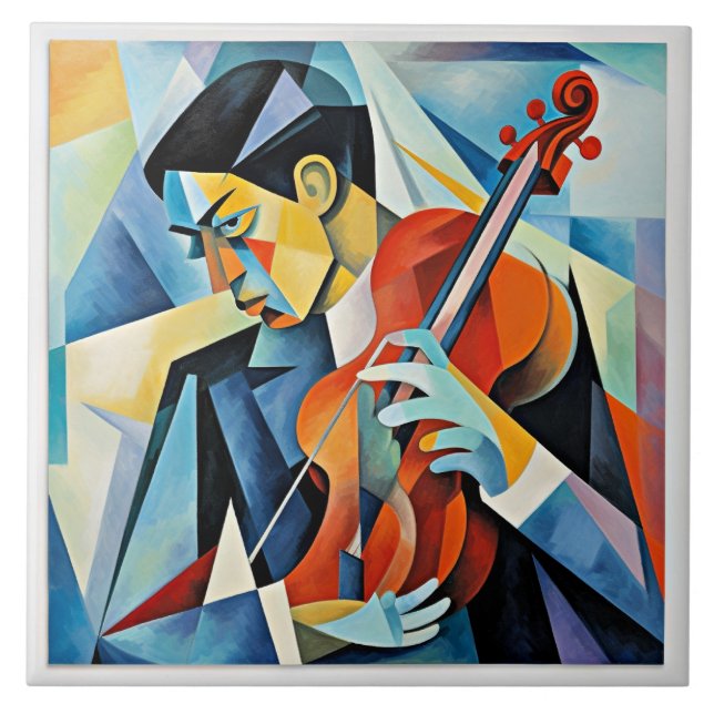 Contemporary Jazz Musician Ceramic Tile (Front)
