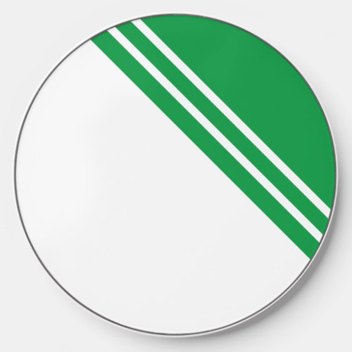 Contemporary Kelly Green White Corner Stripes   Wireless Charger