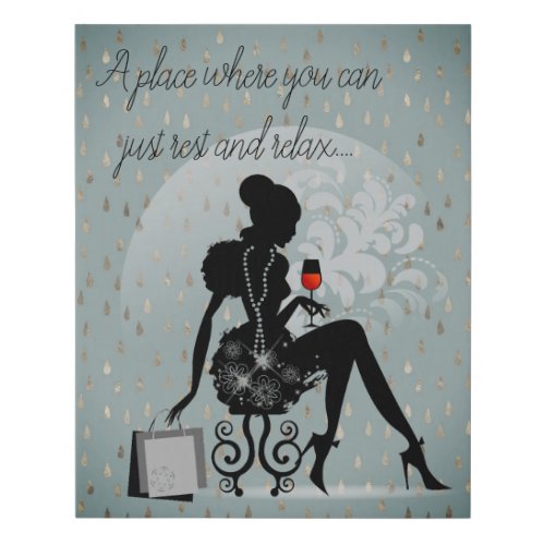 Contemporary Lady with Wine Glass  Faux Canvas Print