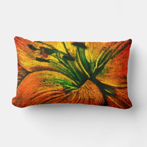 contemporary large abstract yellow orange flower lumbar pillow