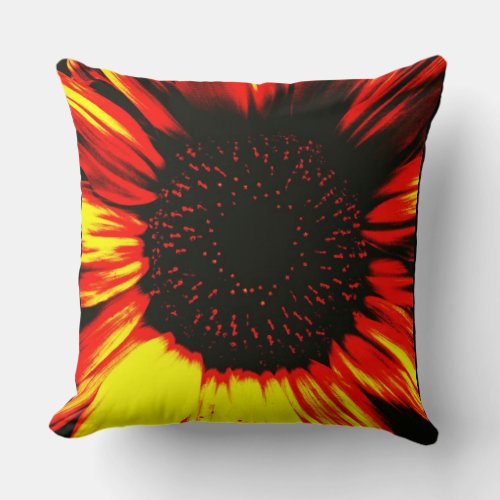 contemporary large sunflower seed head and petals throw pillow