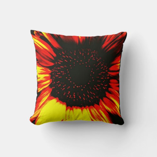 contemporary large sunflower seed head and petels throw pillow