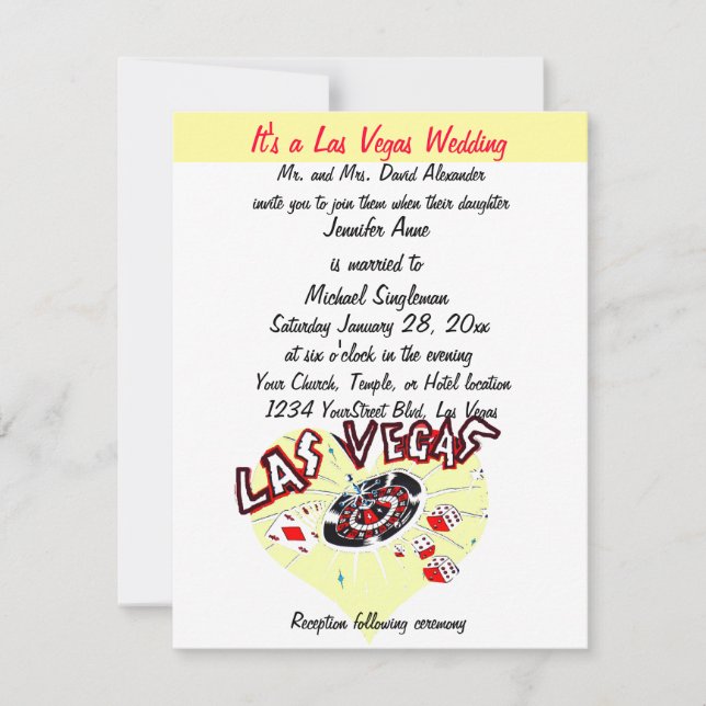 Contemporary Las Vegas Wedding Heart Invitation (Front)