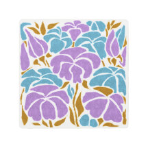 Contemporary Lavender Blue and Yellow Floral Art