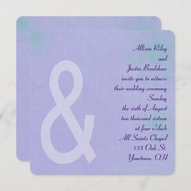 Contemporary Lavender Invitation (Front/Back)