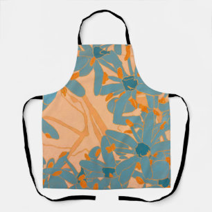Contemporary Leaf Design in Peach Apron