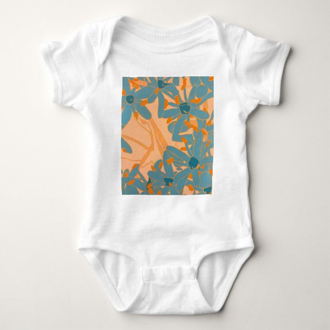 Contemporary Leaf Design in Peach Baby Bodysuit (Front)
