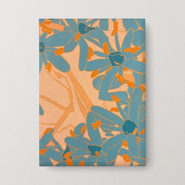 Contemporary Leaf Design in Peach bdge Button (Front)