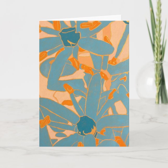 Contemporary Leaf Design in Peach  Card (Front)