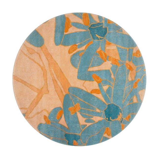 Contemporary Leaf Design in Peach  Cutting Board (Front)