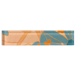 Contemporary Leaf Design in Peach Desk Name Plate