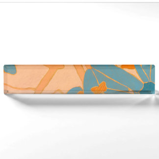 Contemporary Leaf Design in Peach Desk Name Plate