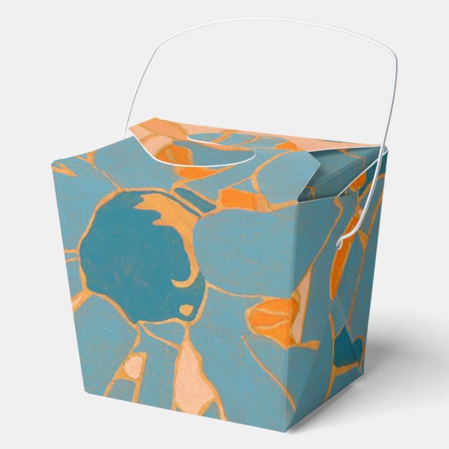 Contemporary Leaf Design in Peach  Favor Boxes (Front)