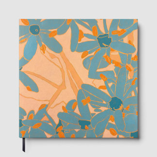 Contemporary Leaf Design in Peach Guest Book
