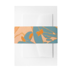 Contemporary Leaf Design in Peach Invitation Belly Band