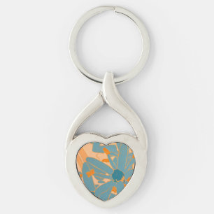 Contemporary Leaf Design in Peach Keychain