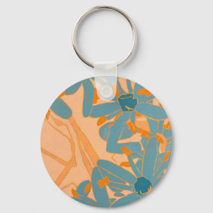 Contemporary Leaf Design in Peach Keychain