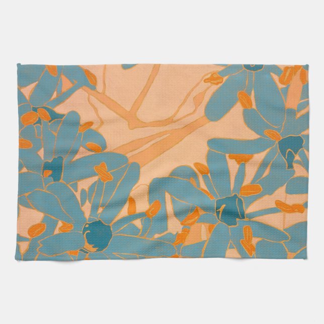 Contemporary Leaf Design in Peach  Kitchen Towel (Horizontal)