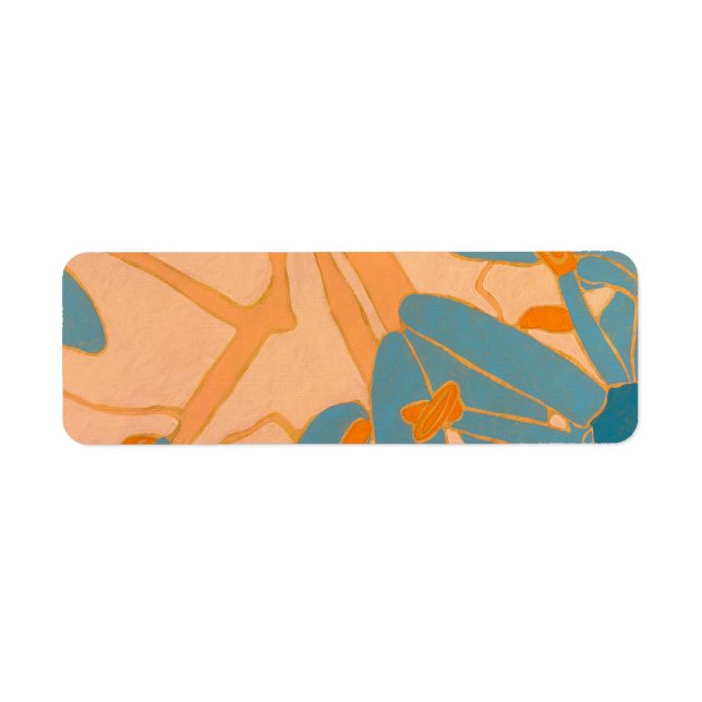 Contemporary Leaf Design in Peach  Label (Front)
