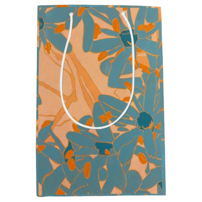 Contemporary Leaf Design in Peach Medium Gift Bag (Front)