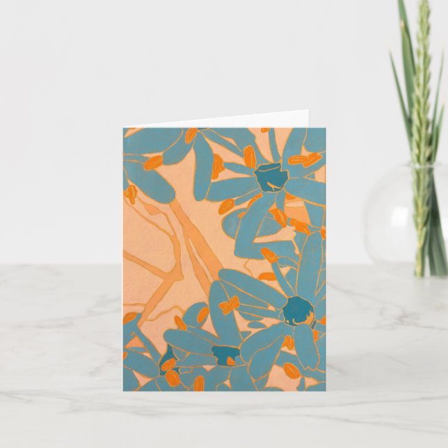 Contemporary Leaf Design in Peach Note Card (Front)