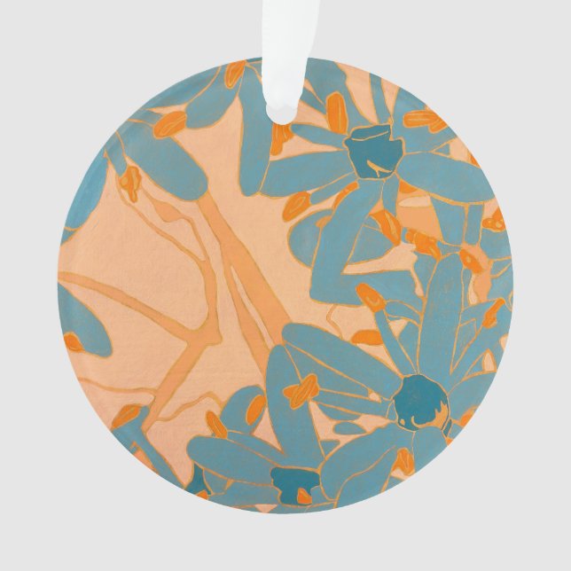 Contemporary Leaf Design in Peach Ornament (Front)