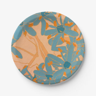 Contemporary Leaf Design in Peach Paper Plates