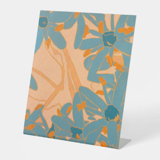 Contemporary Leaf Design in Peach Pedestal Sign