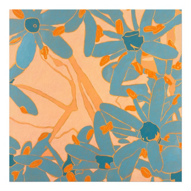 Contemporary Leaf Design in Peach Photo Print (Front)