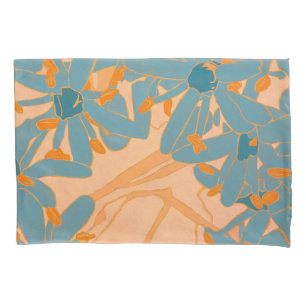 Contemporary Leaf Design in Peach Pillow Case
