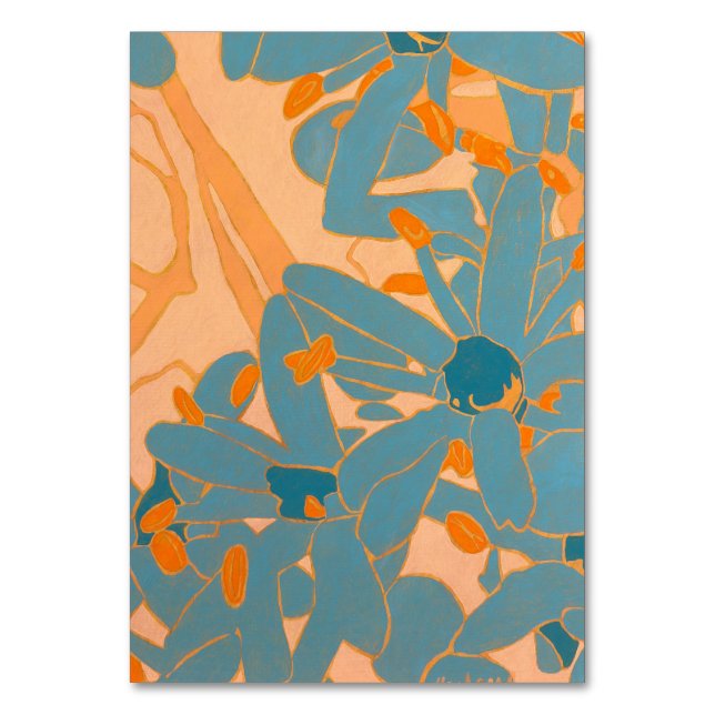 Contemporary Leaf Design in Peach  Table Number (Front)