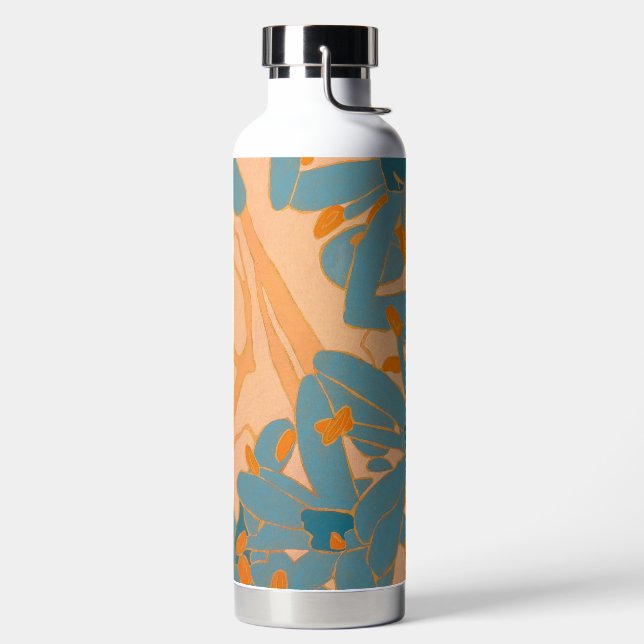 Contemporary Leaf Design in Peach  Water Bottle (Left)