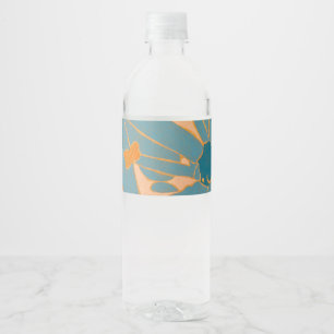 Contemporary Leaf Design in Peach  Water Bottle Label