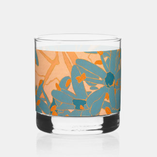 Contemporary Leaf Design in Peach  Whiskey Glass