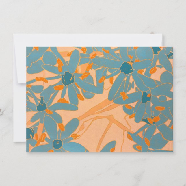 Contemporary Leaf Design Peach Note Card (Front)