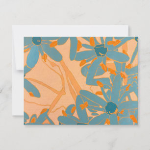 Contemporary Leaf Design Peach Thank You Card