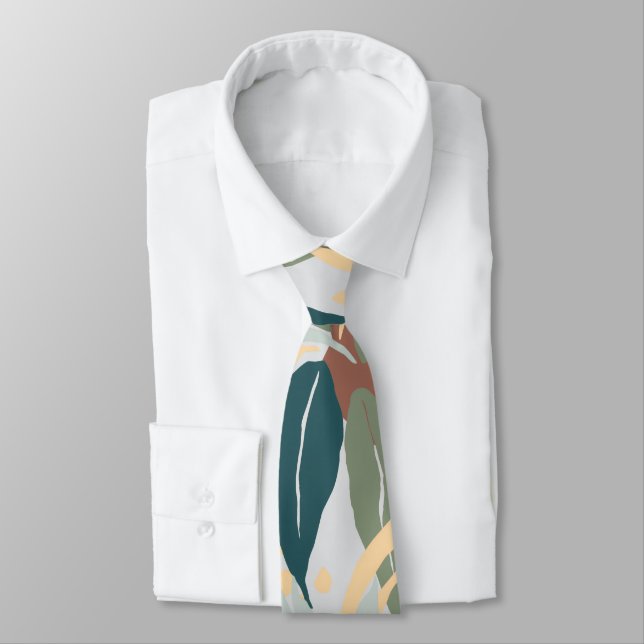Contemporary Leaf Shapes Neck Tie (Tied)