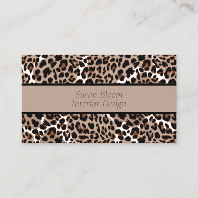 Contemporary Leopard Spots Brown and Tan Business Card (Front)