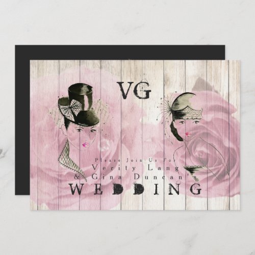 Contemporary Lesbian Wedding Invite Vintage Fun