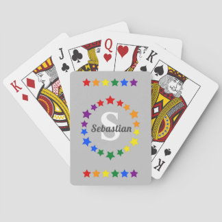 Contemporary LGBT Gay Pride Stars Monogram & Name Poker Cards