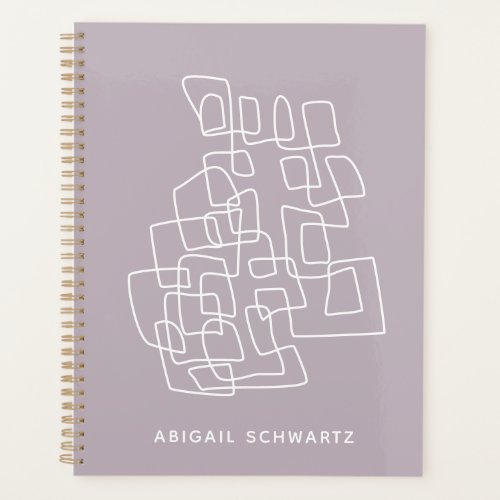 Contemporary Lilac Abstract Line Art Personalized Planner